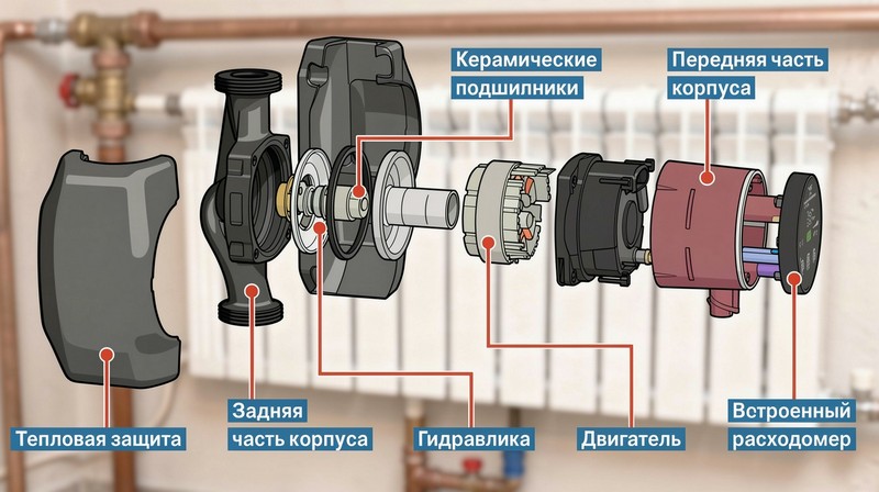 Как работает циркуляционный насос. Схема Grundfos Alpha 2