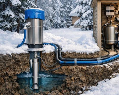 монтаж скважинного насоса зимой